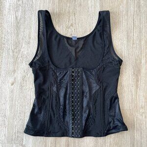 Womens Corset Close Black Tank Top - 3X